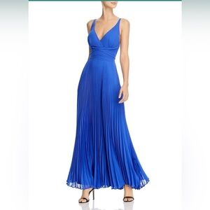 Laundry By Shelli Segal Vibrant Cobalt Pleated Maxi Dress